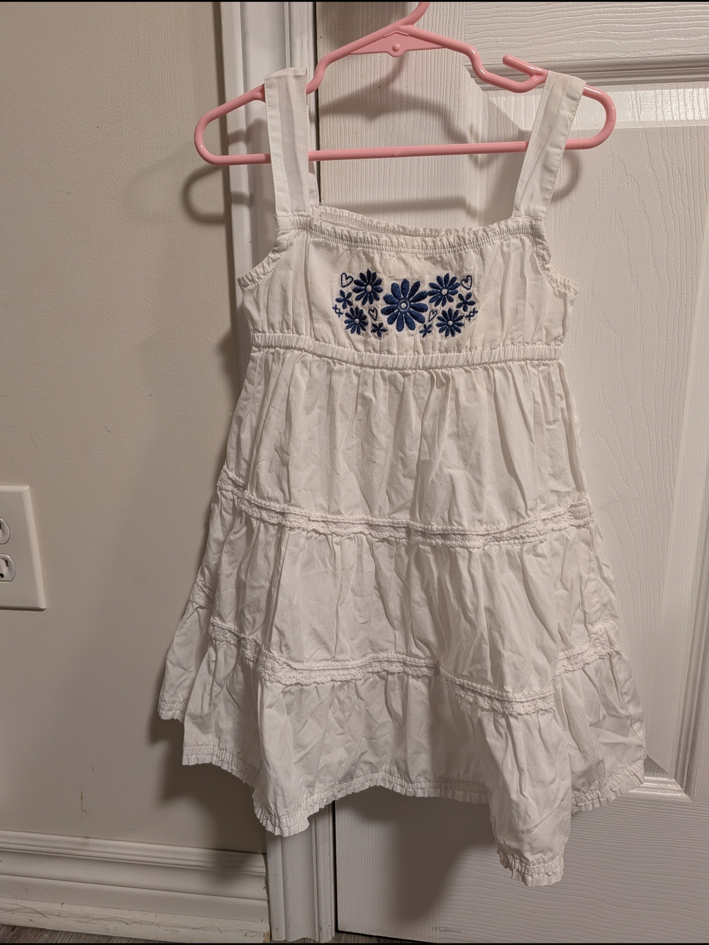 OshKosh B'gosh White Dress with Blue Daisy Embroidery